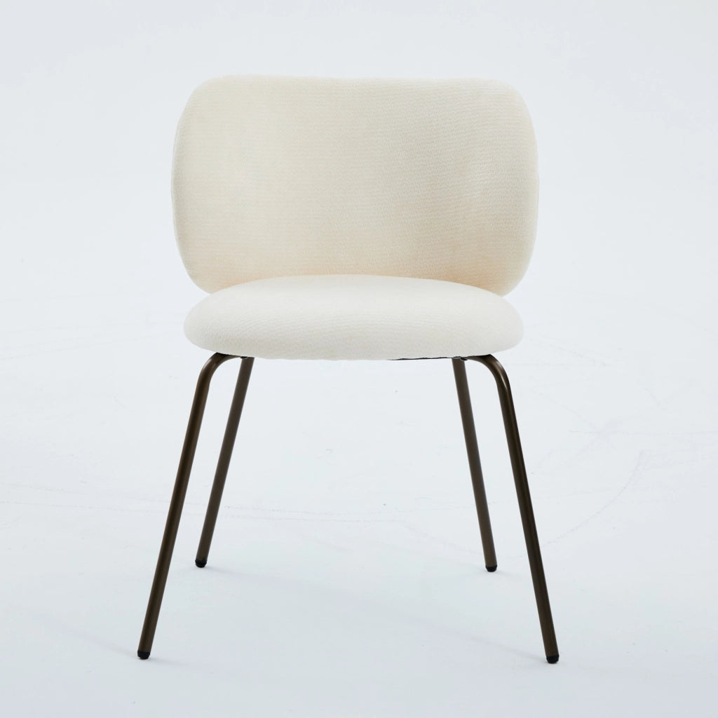 Sedie da Pranzo in Velluto con Schienale Curvo e Gambe in Metallo ¨C MINIMAL ¨C Set 2 Pezzi, Crema