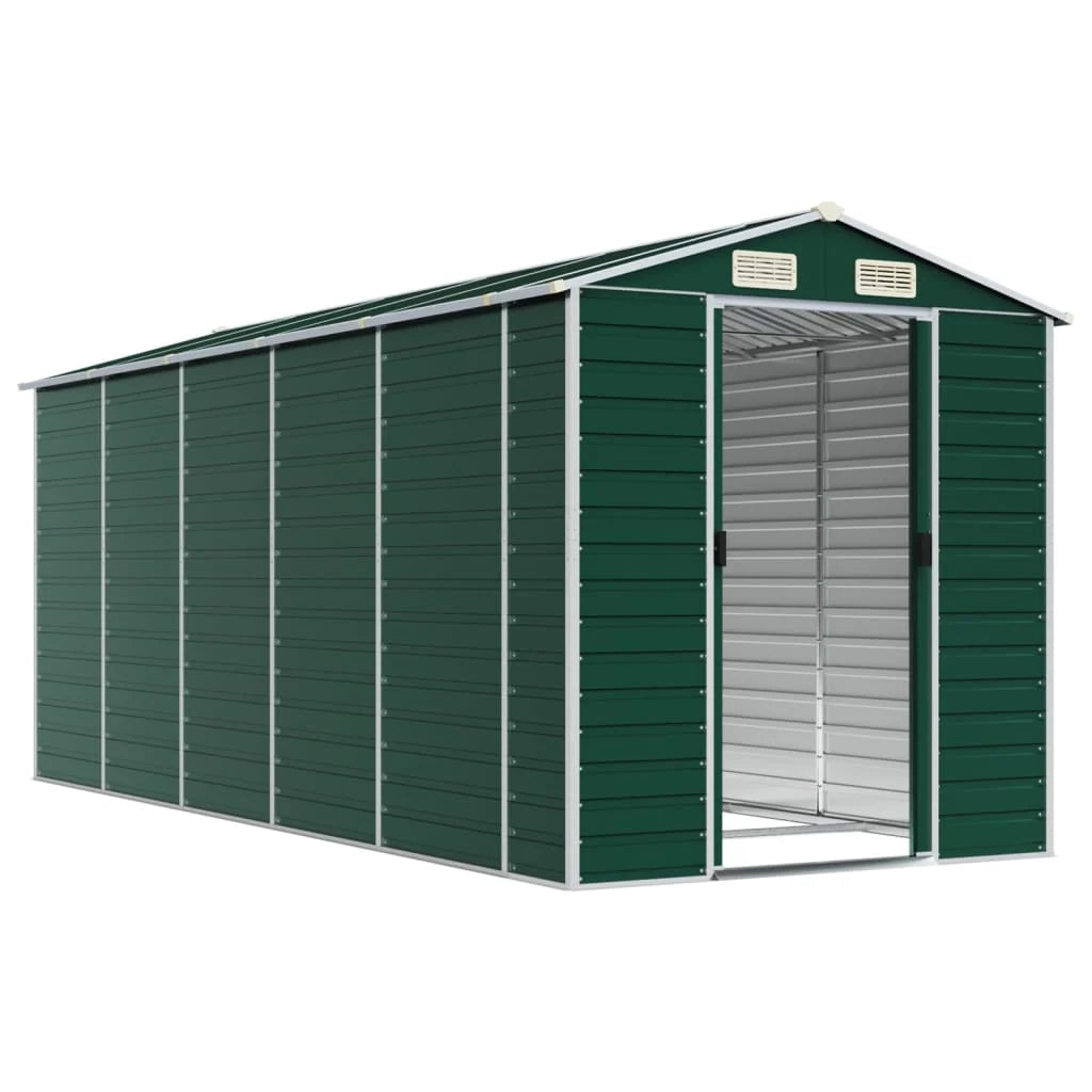 Casetta da giardino cabina ripostiglio casetta da esterno robusta casetta per attrezzi 191 x 470 x 198 cm acciaio zincato verde 02_0022351