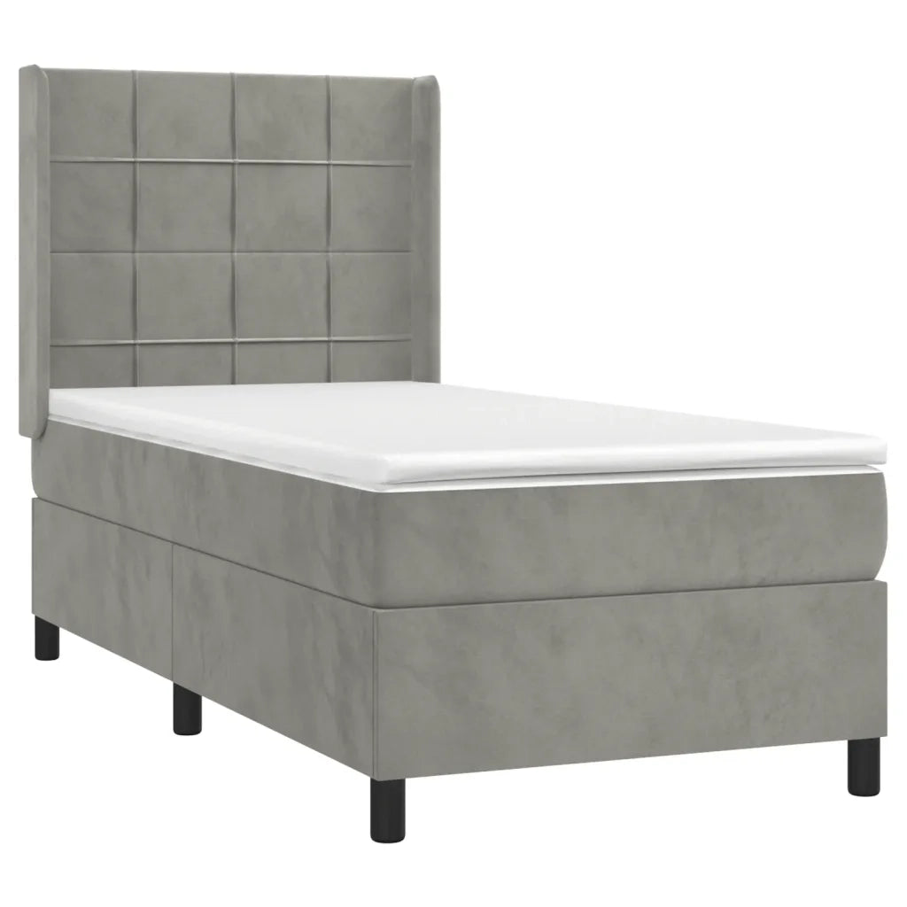 Giroletto a Molle con Materasso Grigio Chiaro 80x200 cm Velluto cod mxl 62809