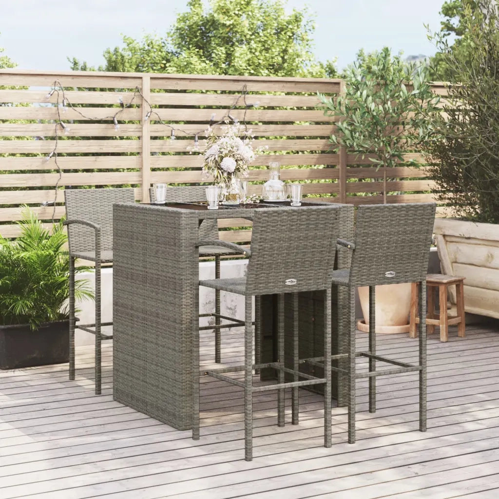 Set da Bar da Giardino 5 pz Grigio in Polyrattan