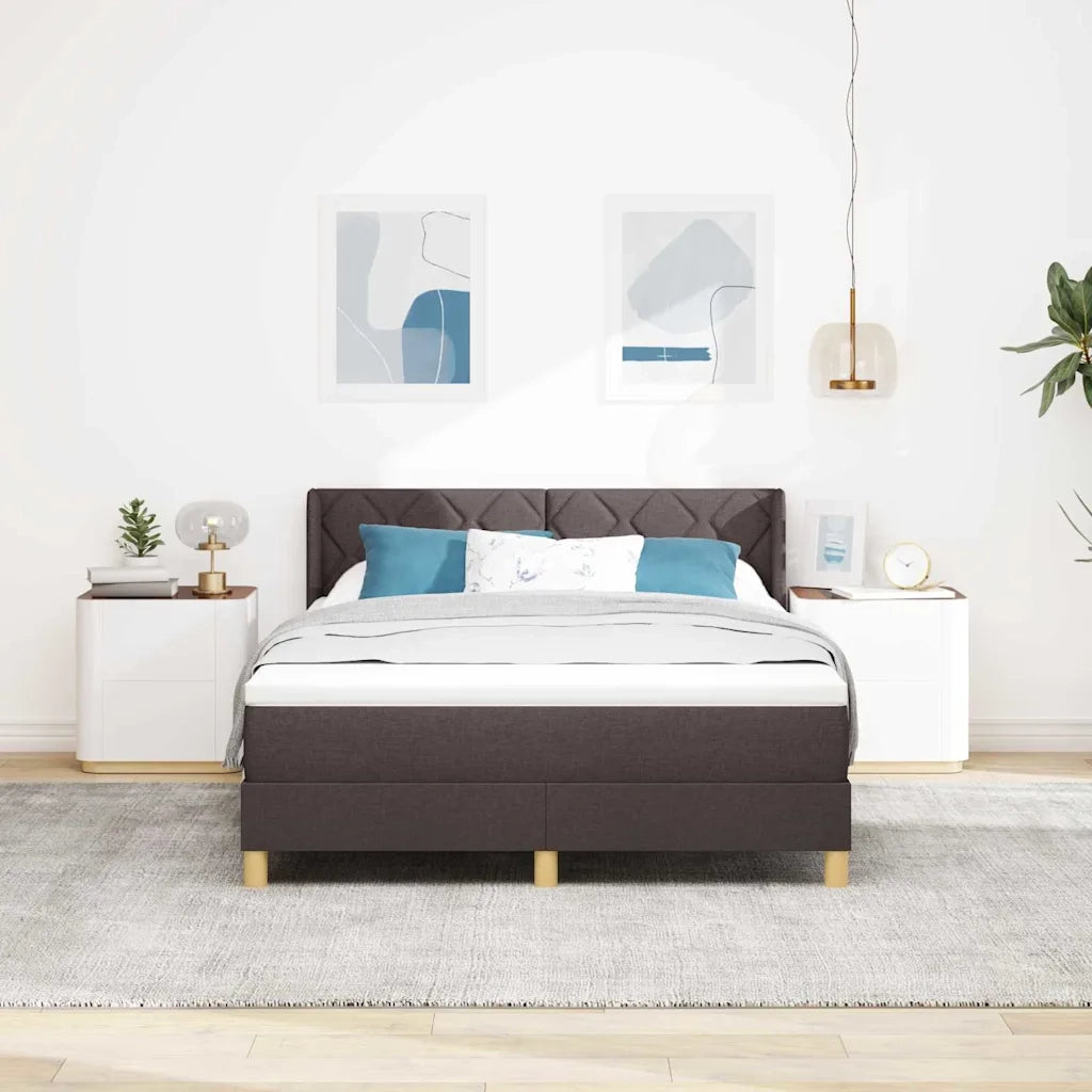 Letto a molle Marrone Scuro 190 x 140 cm Poliestere 3341352