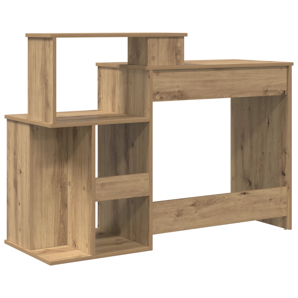Scrivania con spazio di archiviazione in rovere artigianale 120.5x44x88.5 cm Legno ingegnerizzato