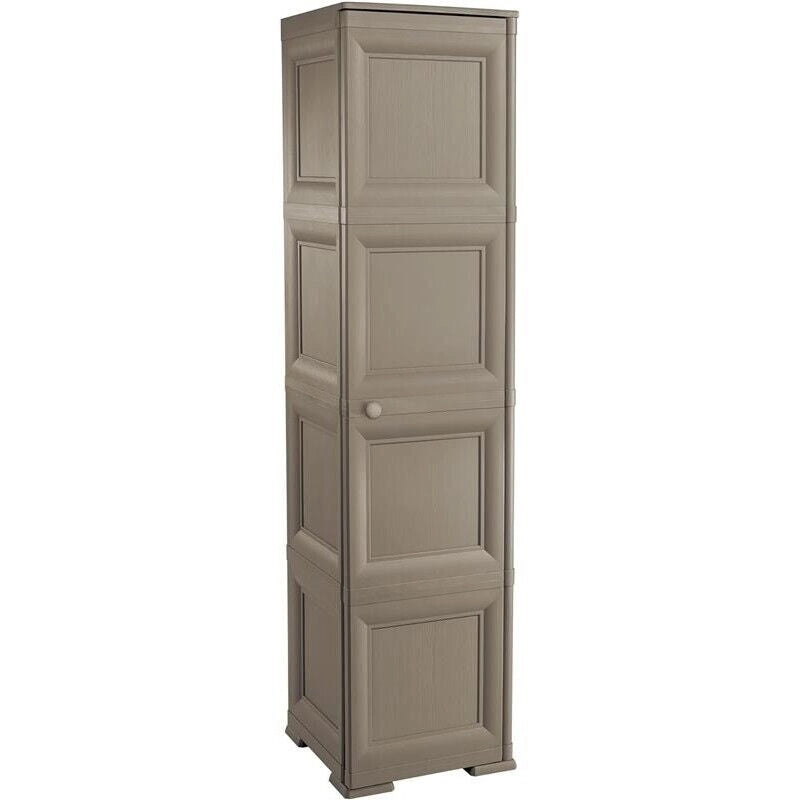 ARMADIO A COLONNA CON 4 MEZZI RIPIANI E 1 ANTA LISCIA TAUPE DIMENSIONI 40X43X164H CM