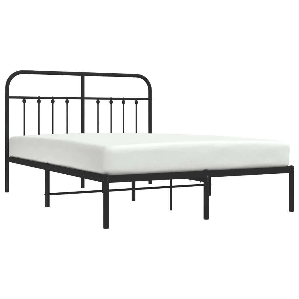 Giroletto con Testiera-Struttura Letto con testiera in Metallo Nero 140x200 cm 388992