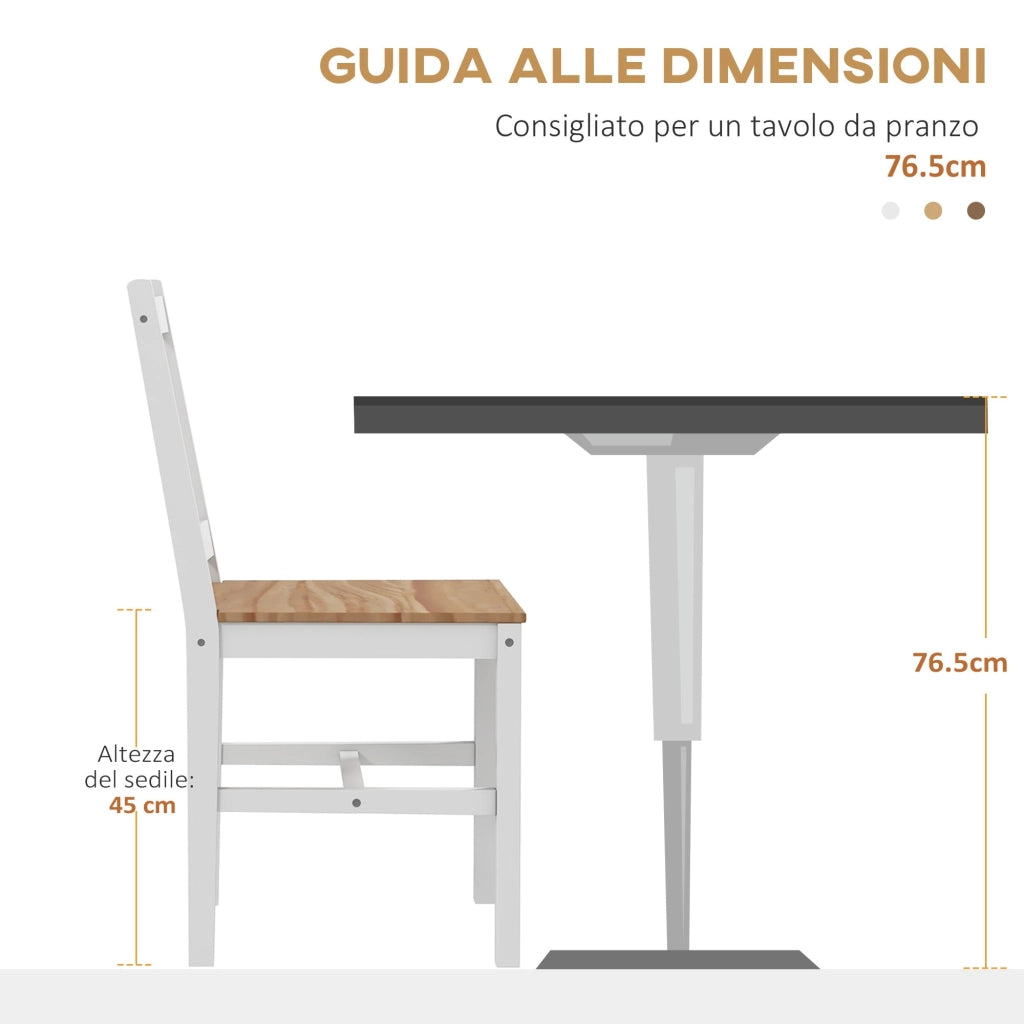 Set 4 Sedie per Cucina e Soggiorno con Schienale a Croce 41x46,5x86 cm in Legno di Pino Bianco e Rovere