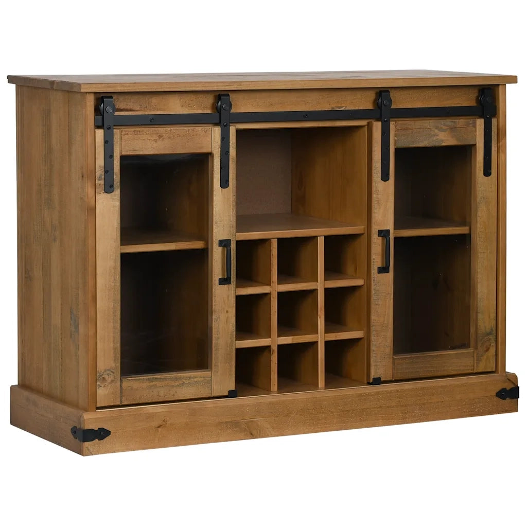 Credenza HALDEN 2 Ante Scorrevoli 112x40x80 cm Legno Massello