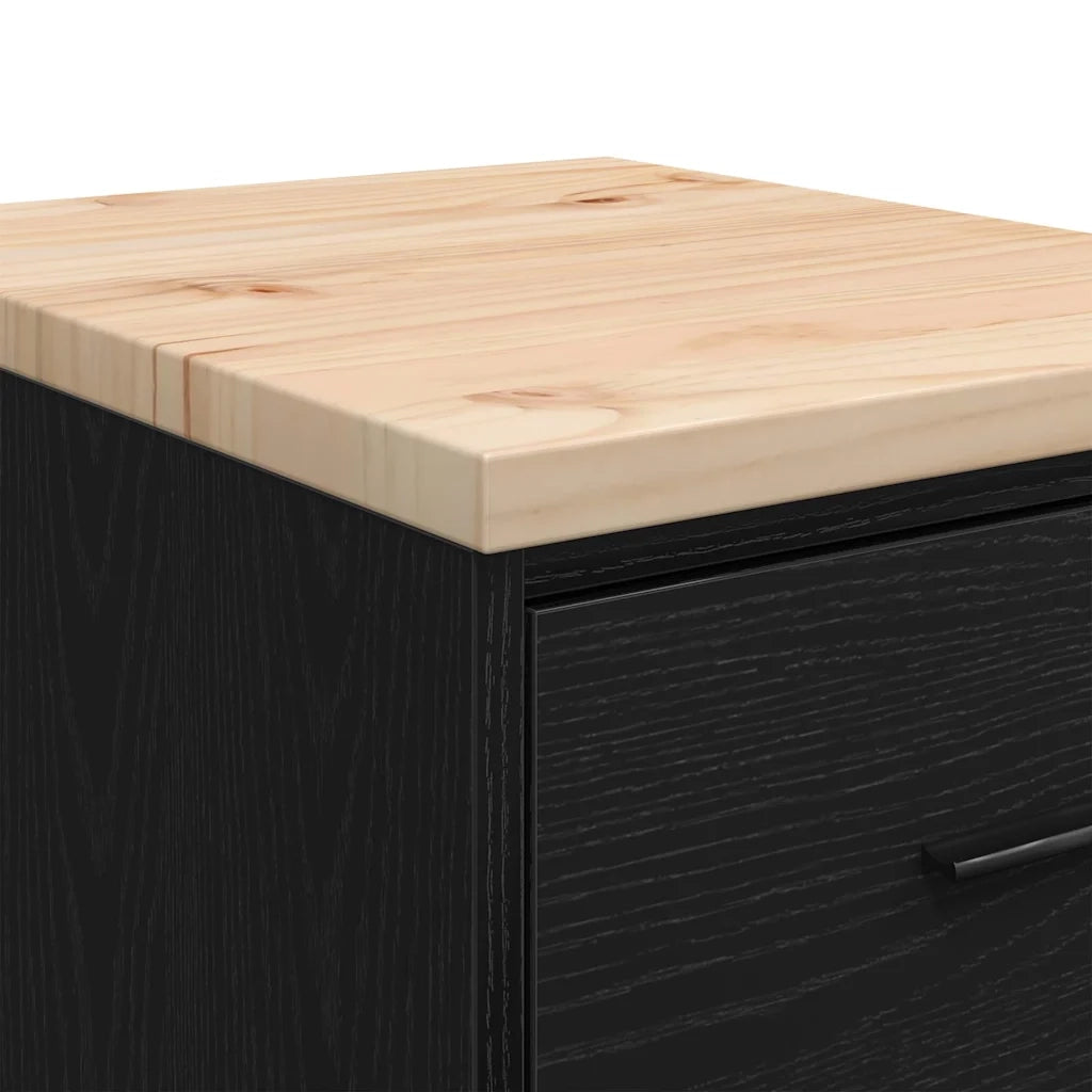 Armadietto da Garage Nero 40x51x85 cm in Legno Massello di Pino 860590