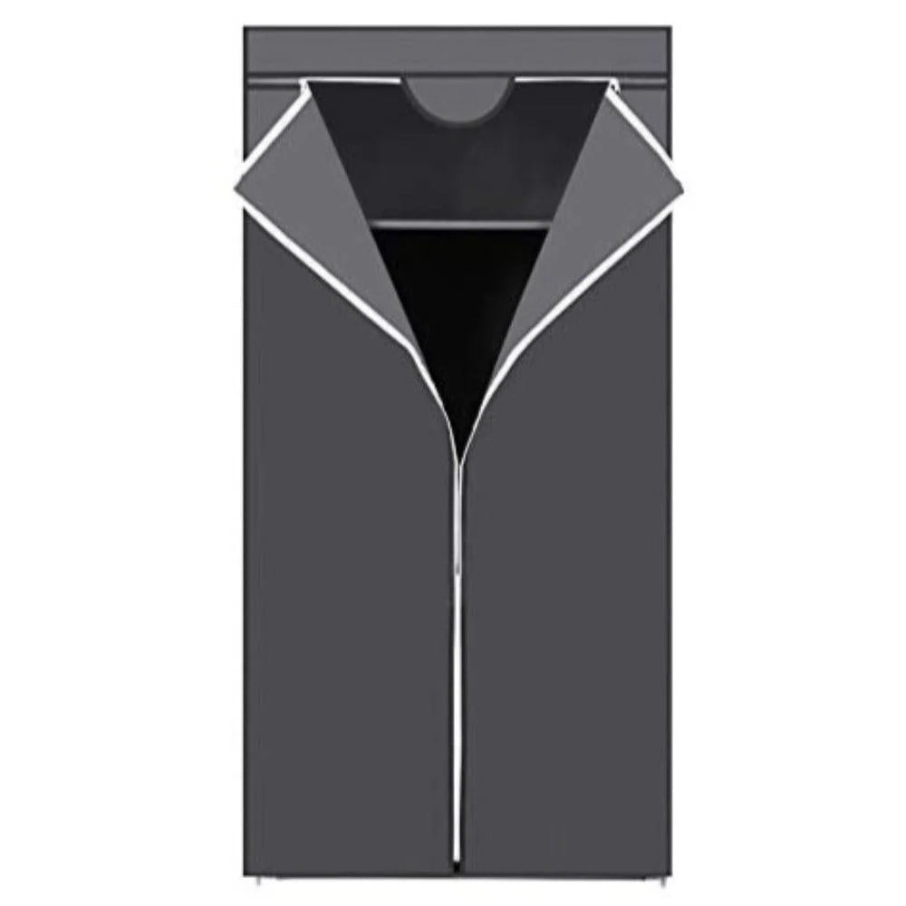 Armadio in tessuto armadio pieghevole con asta appendiabiti semplice organizer per spogliatoio per giocattoli scarpe borse soggiorno camera da letto guardaroba 75 x 45 x 160 cm grigio 12_0002357