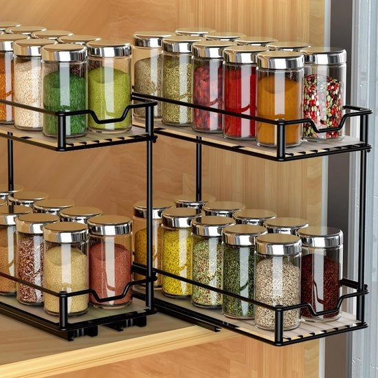 Organizzatore per Cucina 2 Livelli - Design Moderno - Argento - Ideale per la Conservazione - Risparmia Spazio