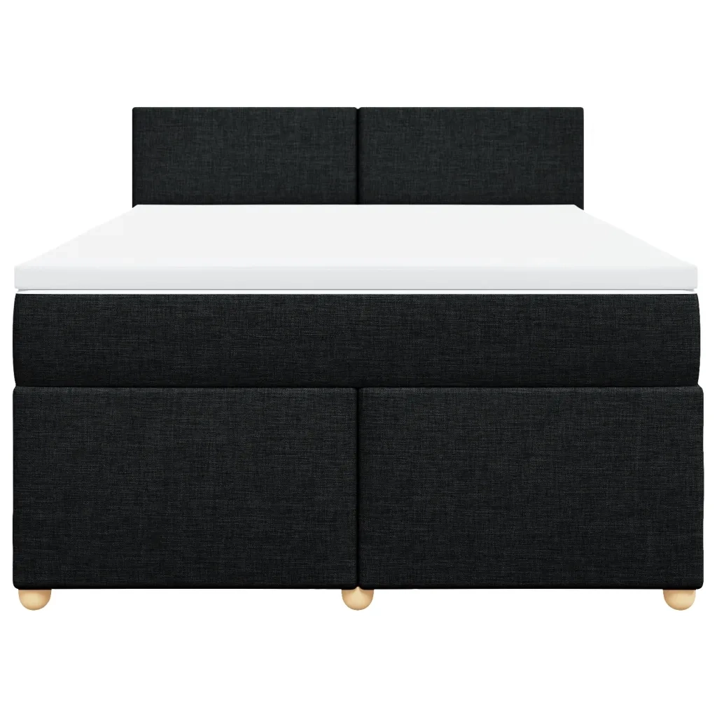 Giroletto a Molle con Materasso Nero 140x200 cm in Tessuto
