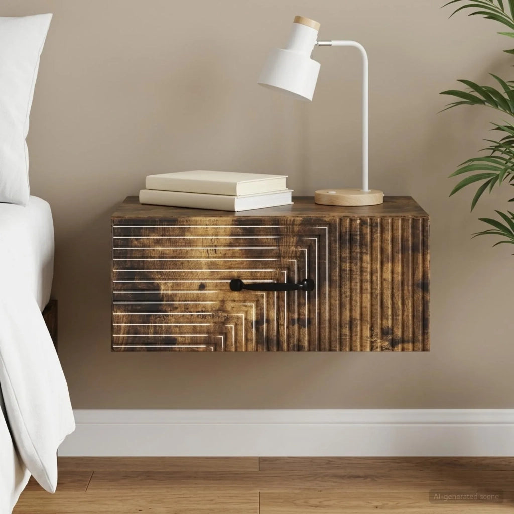 Mobiletto da notte a muro Rovere Fumo 49 x 34,5 x 20 cm 898625
