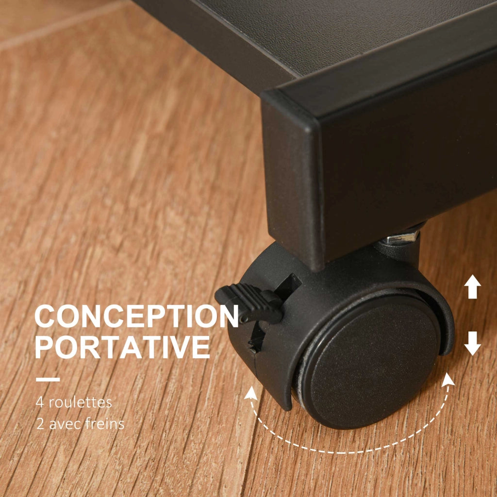 Scrivania Computer con Ruote ¨C Xylo ¨C Ripiano Tastiera Scorrevole Scaffale Nero