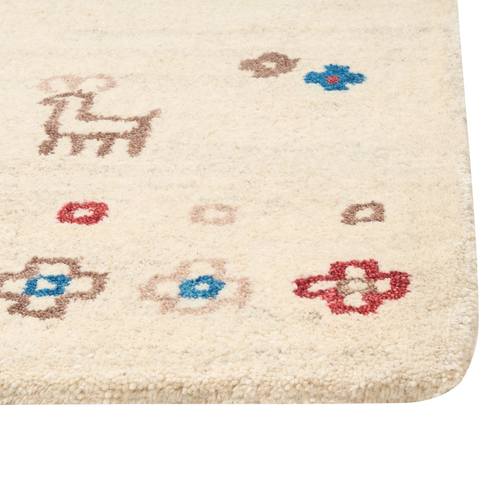 Tappeto Gabbeh di lana beige motivo floreale 160 x 230 cm soggiorno camera da letto