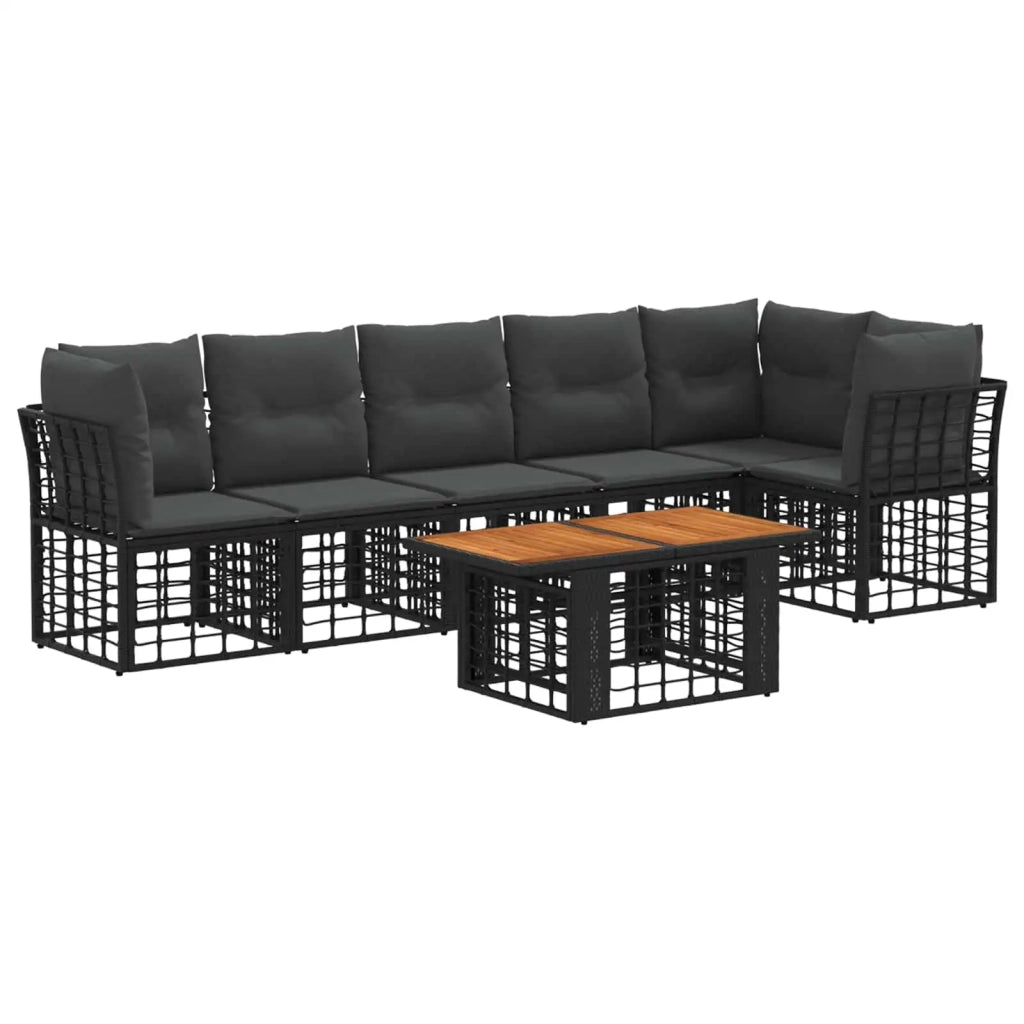 Set Divano da Giardino 7 pz Nero e Grigio scuro polyrattan 3437865