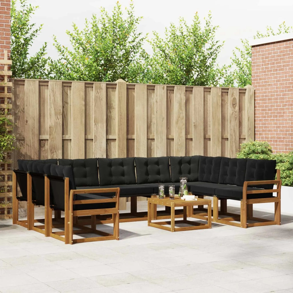 Set di divani da esterno con cuscino 10 pcs Naturale e Nero 3369075