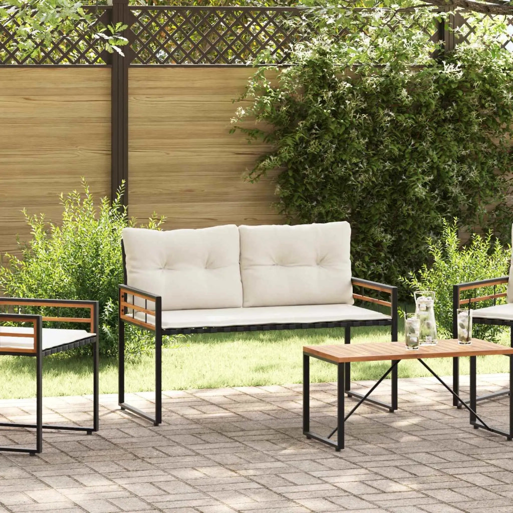 Panchetta in Legno a Strati con cuscino Crema 114 x 55 x 77 cm