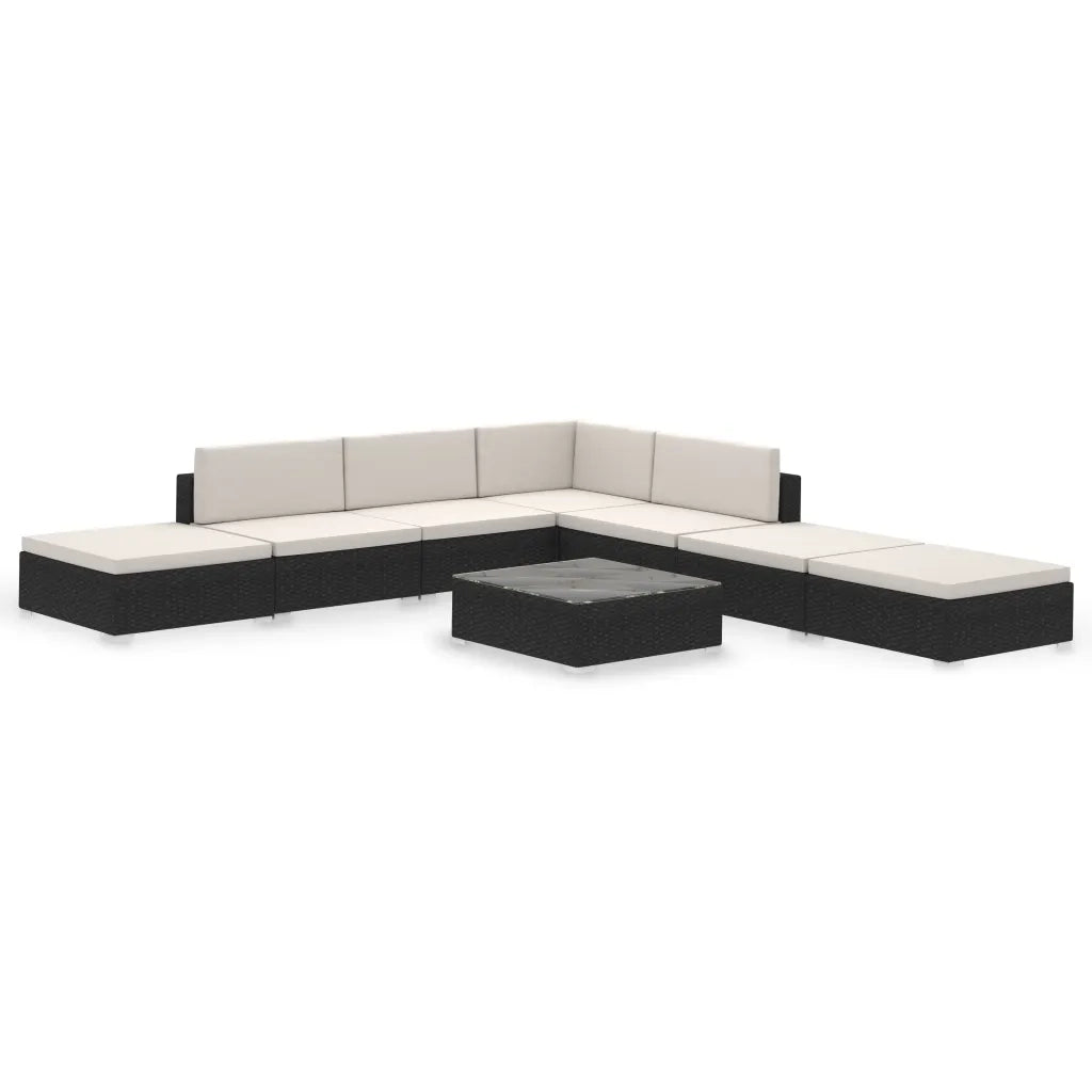 Set Divani da Giardino 8 pz con Cuscini in Polyrattan Nero cod mxl 35735
