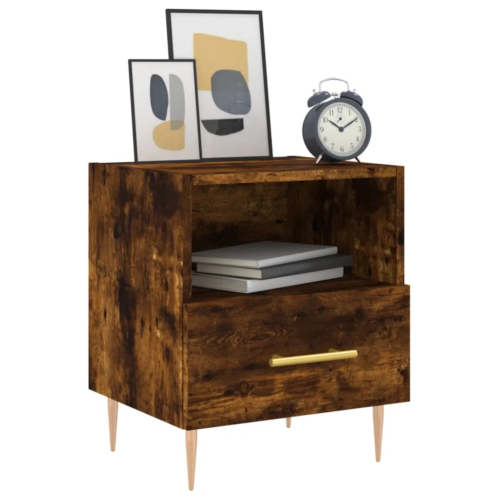 Comodino-Tavolino da notte Rovere Fumo 40x35x47,5 cm in Legno Multistrato 670502
