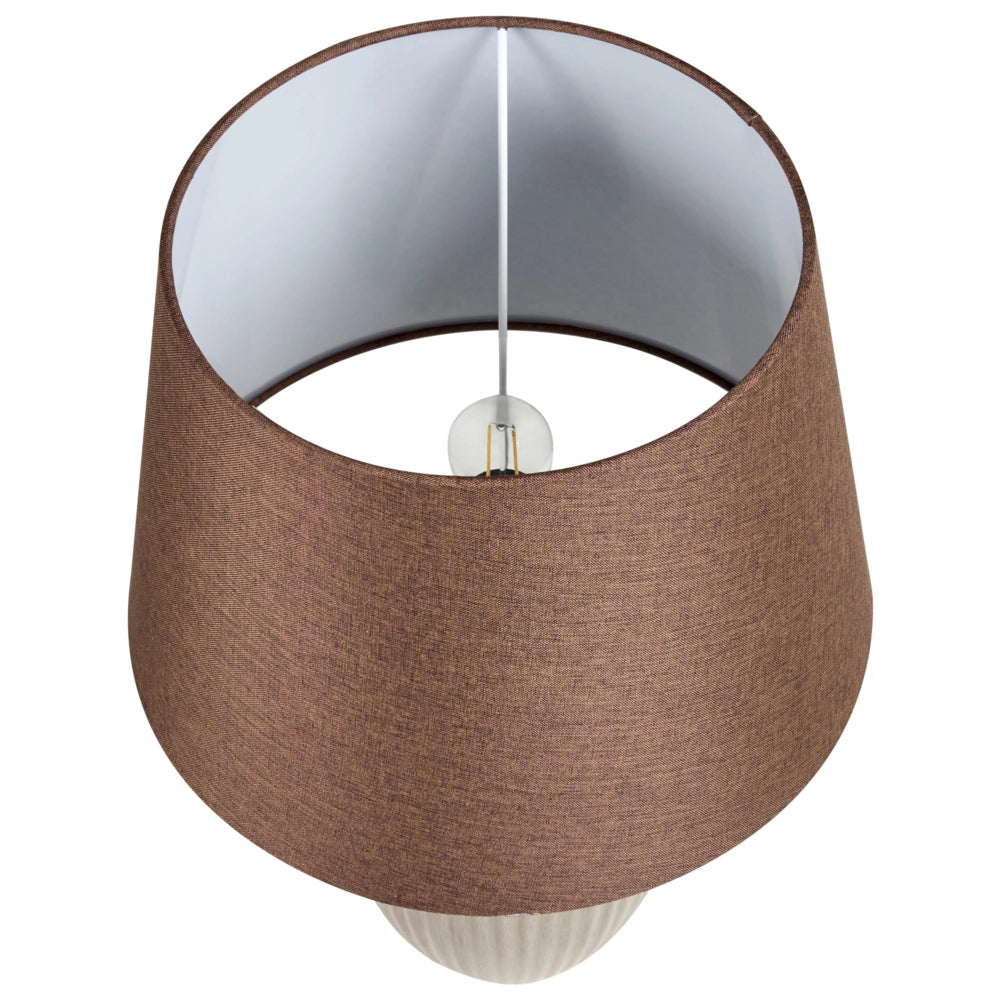 Lampada da tavolo in ceramica marrone 52 cm in lino paralume impero comodino soggiorno camera da letto illuminazione stile retrò