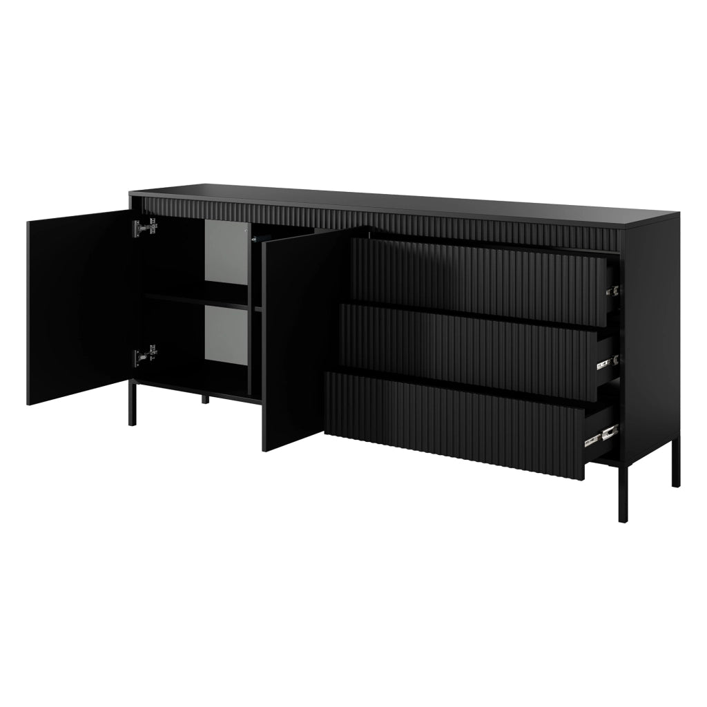 Madia Hatone, Credenza 3 Cassetti, 187x40x81h cm Nero