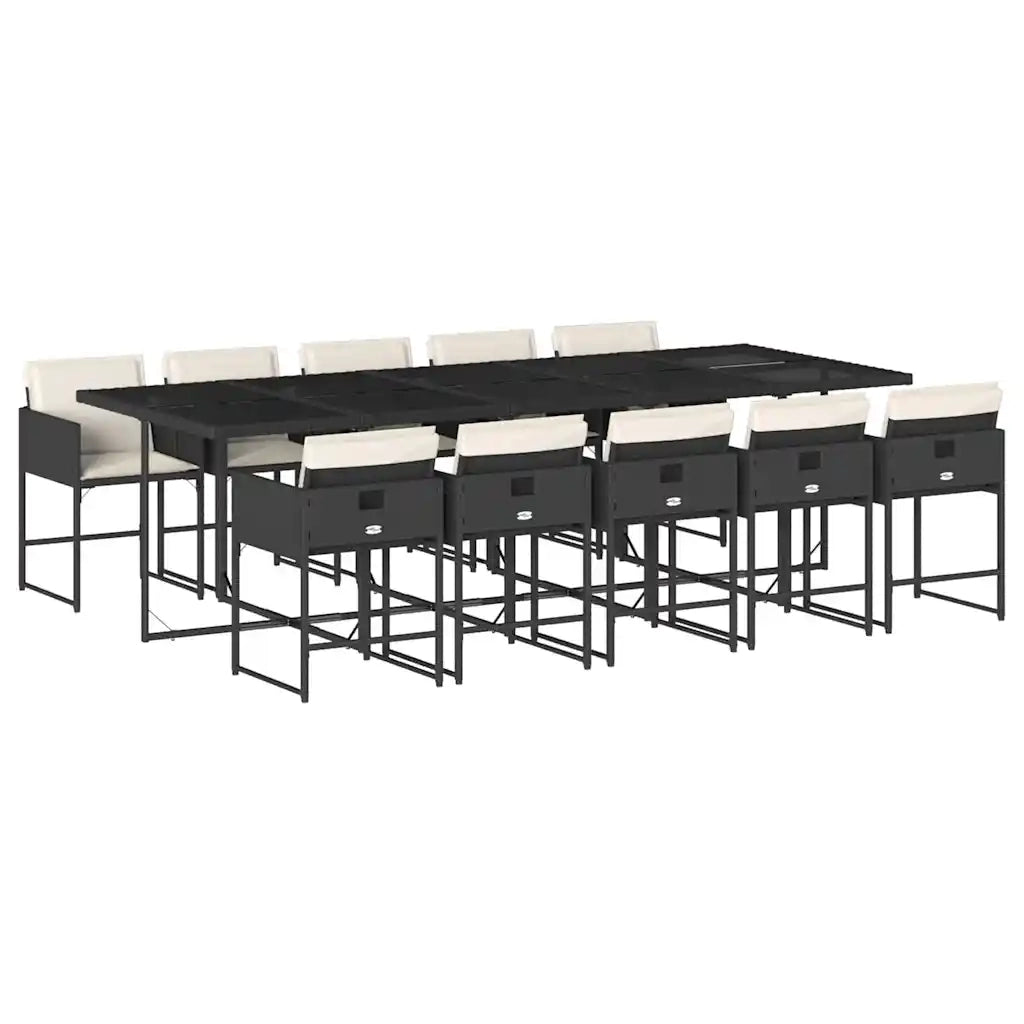 Set da Pranzo da Giardino 11 pz con Cuscini in Polyrattan Nero 3211290