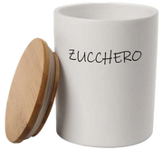 Barattolo in ceramica con tappo di legno Colore e Fantasia: ZUCCHERO, COLORI: BIANCO