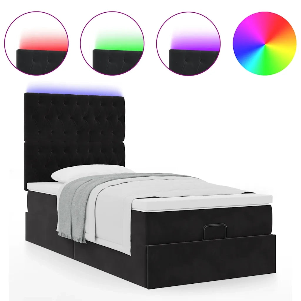 Struttura Letto Pouf con Materassi Nero 100x200 cm Velluto 3314374