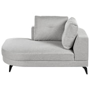 Chaise longue con rivestimento in lino sintetico idrorepellente Gambe in ferro nero con cuscini Grigio lato destro stile moderno