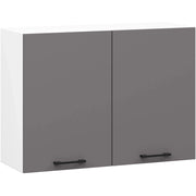 Mobile da cucina pensile sistema AKORD OLIWIA Bianco 80 cm 2 ante inserto frontale Grigio Grafite 80x30x58 cm