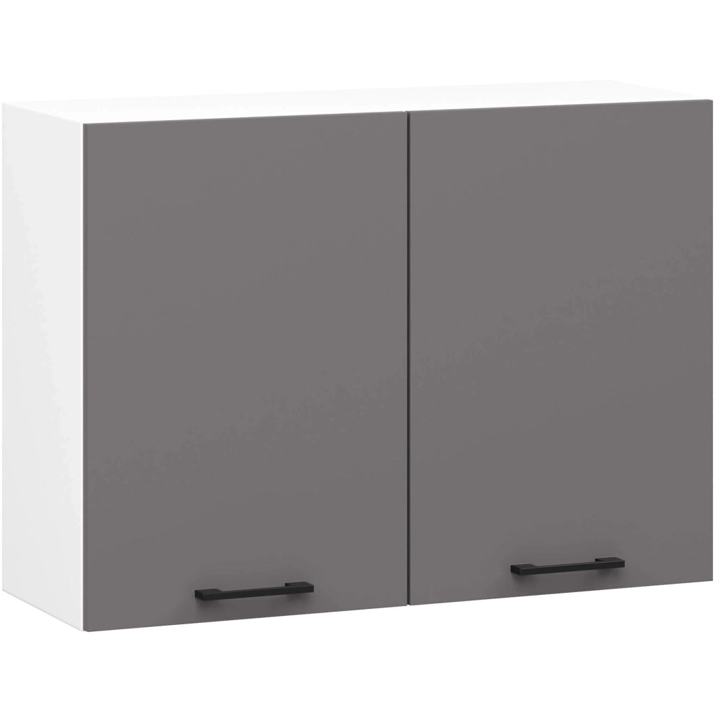 Mobile da cucina pensile sistema AKORD OLIWIA Bianco 80 cm 2 ante inserto frontale Grigio Grafite 80x30x58 cm