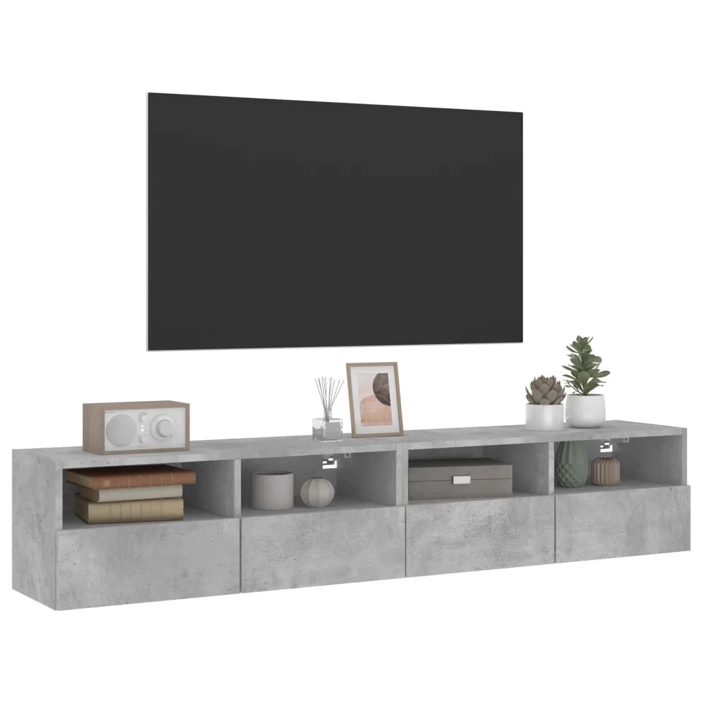 Mobili TV Muro 2pz-Credenza TV-Console TV Grigio Cemento 80x30x30 cm Legno Multistrato