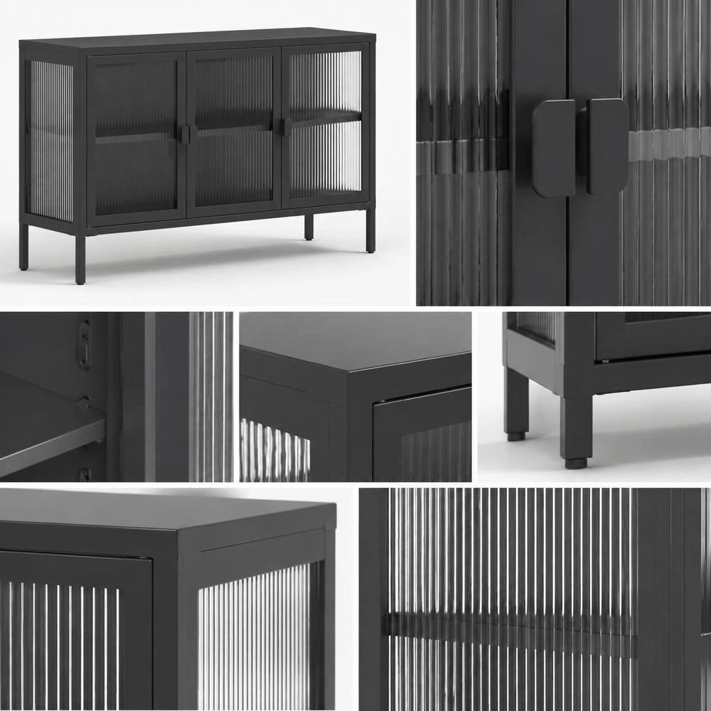 Sideboard Black 105x35x70 Cm Glass And Steel