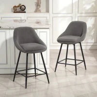 Set di 2 sgabelli da bar con rivestimento in corda e gambe in acciaio, Grigio