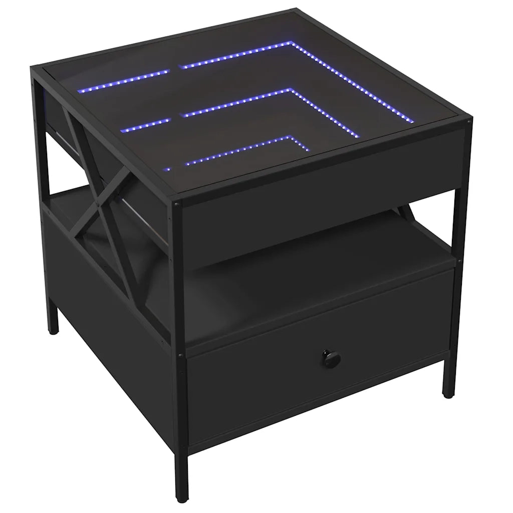 Tavolino da salotto | Tavolino da caff¨¨ | Tavolino da Soggiorno con LED Infinity Nero 50x50x51 cm