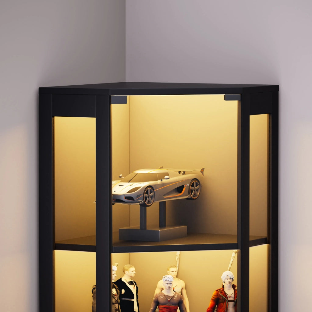 VETRINA in vetro 57x165x40 cm Nero con illuminazione LED