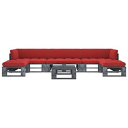 Set di Divani su Pallet 6pz e Cuscini in Pino Impregnato Grigio cod mxl 35974