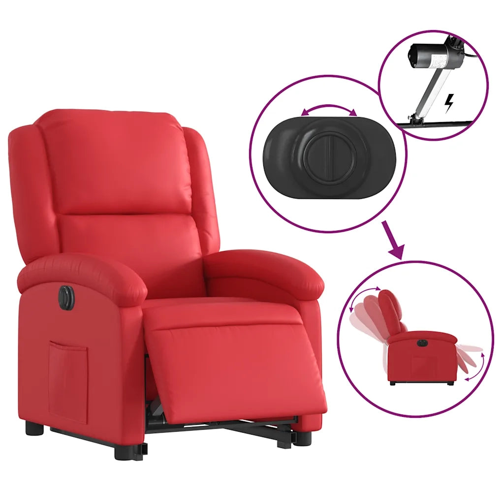 Poltrona Alzapersona Reclinabile Elettrica Rossa in Similpelle 3204245