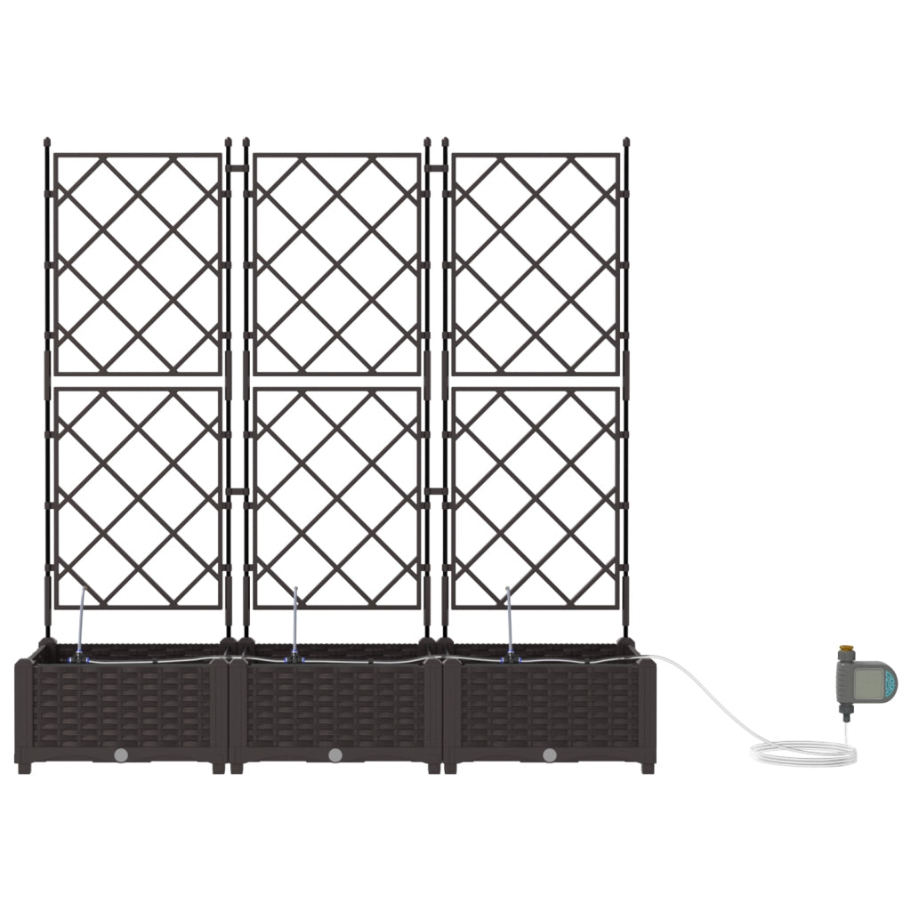 Fioriere da Giardino con Sistema di Irrigazione 3 pz Marrone