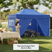 Pop-up Folding Tent With 4 Side Panels, 3x4.5 M, Blue