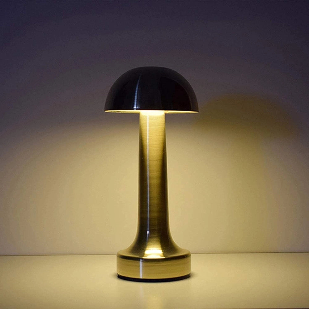 Trade Shop - Lampada Da Tavolo Effetto Bronzo Ricaricabile Usb Lume Luce Calda Per Bar Locali -