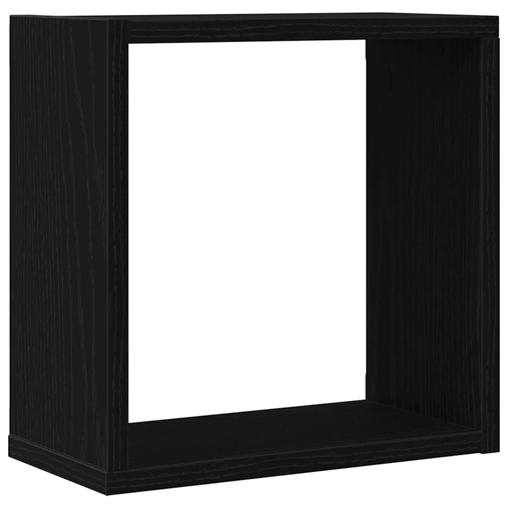 Mensole Parete Cubo 4 pz Rovere Nero 30x15x30 cm Truciolato 862056