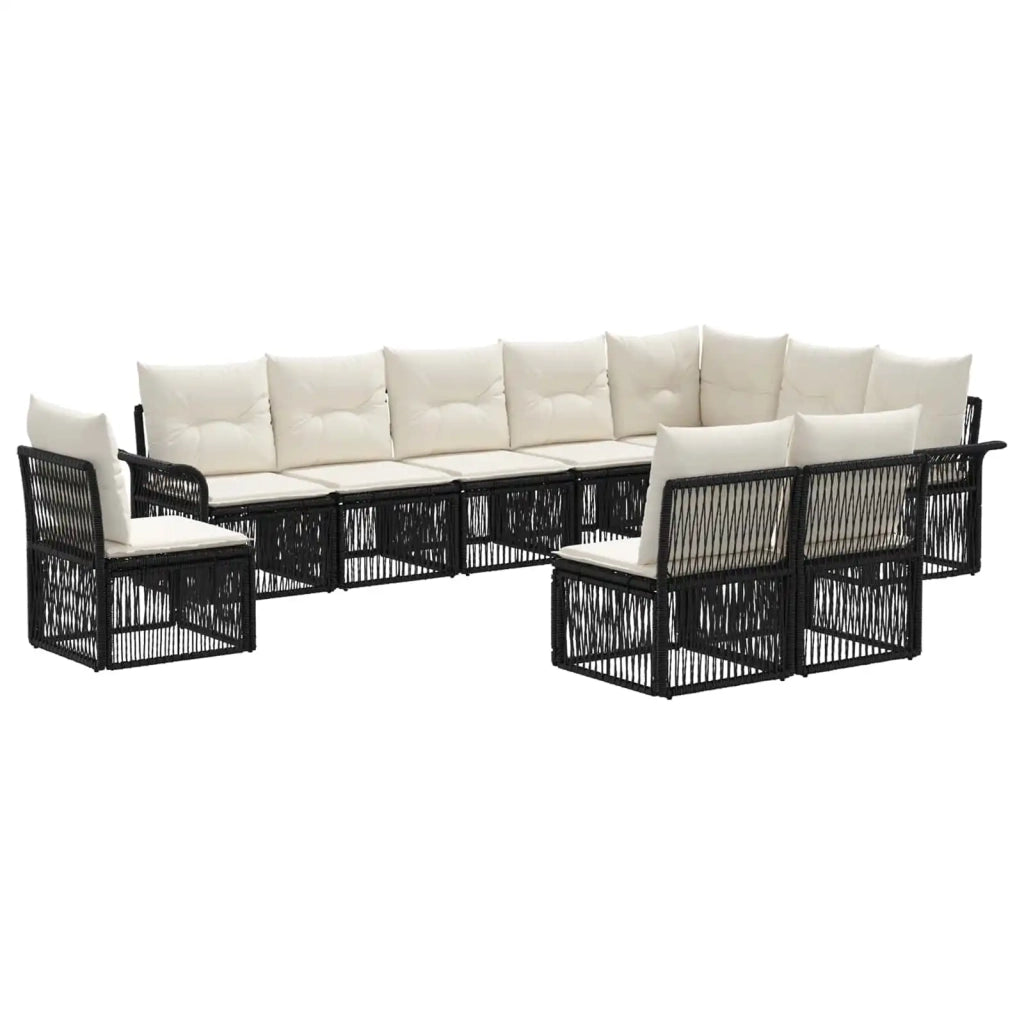 Set Divano da Giardino 10 pcs Nero polyrattan 3434857