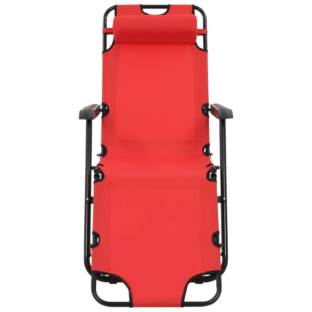 Lettini Prendisole 2 pz Pieghevoli e Poggiagambe Acciaio Rosso cod mxl 23994