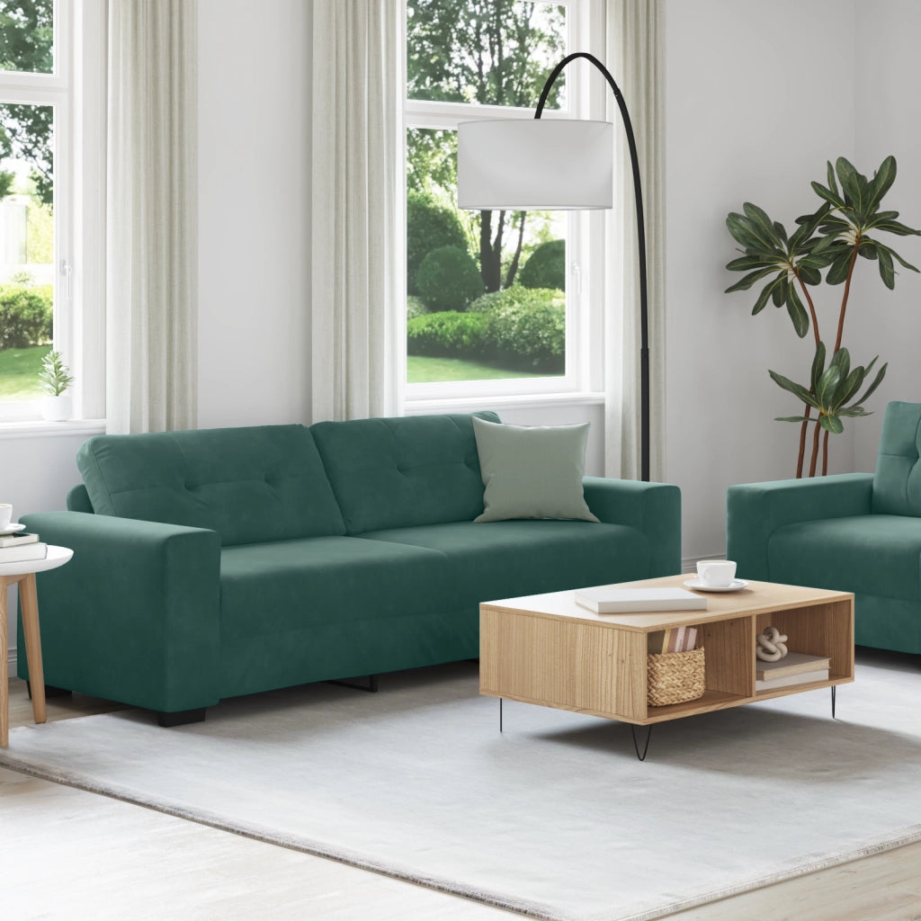 Set di Divani a 2 Pezzi con Cuscini in Velluto Verde Scuro