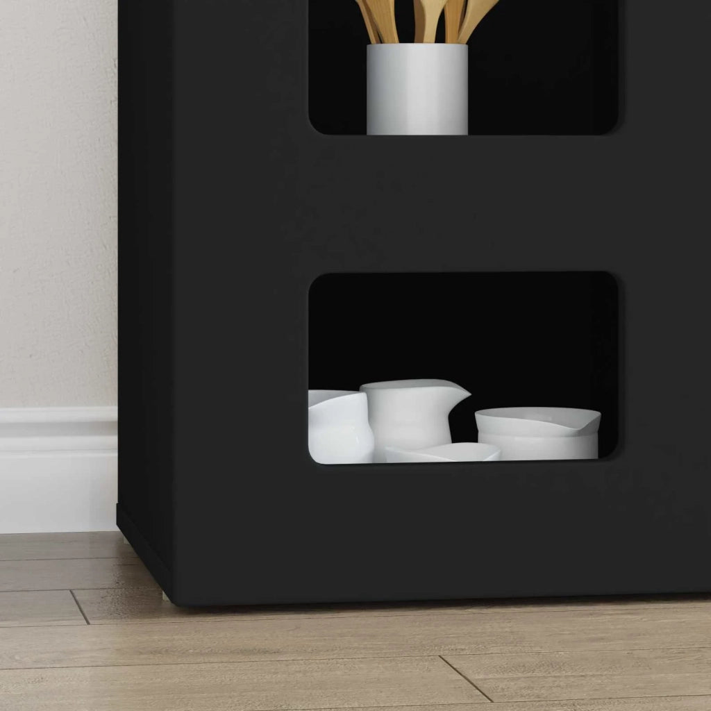Credenza-Buffet-Armadio da cucina Nero 100 x 35 x 59 cm Legno multistrato