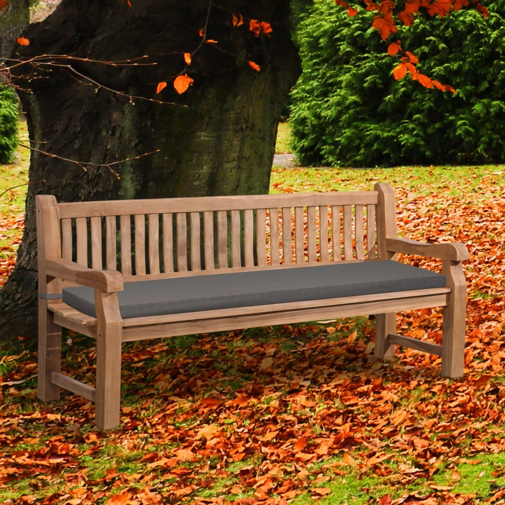 Panchina da Giardino in Teak Jackson con Cuscino grigio scuro,186x48x8 cm
