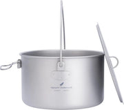 Pentola da Campeggio in Titanio da 1,95 L - Pentola da Cucina per Minestre - Boccale Leggero per Escursioni e Picnic - Set di Cucina Portatile per Viaggi - Set di Cibi da Pranzo per 1 Persona