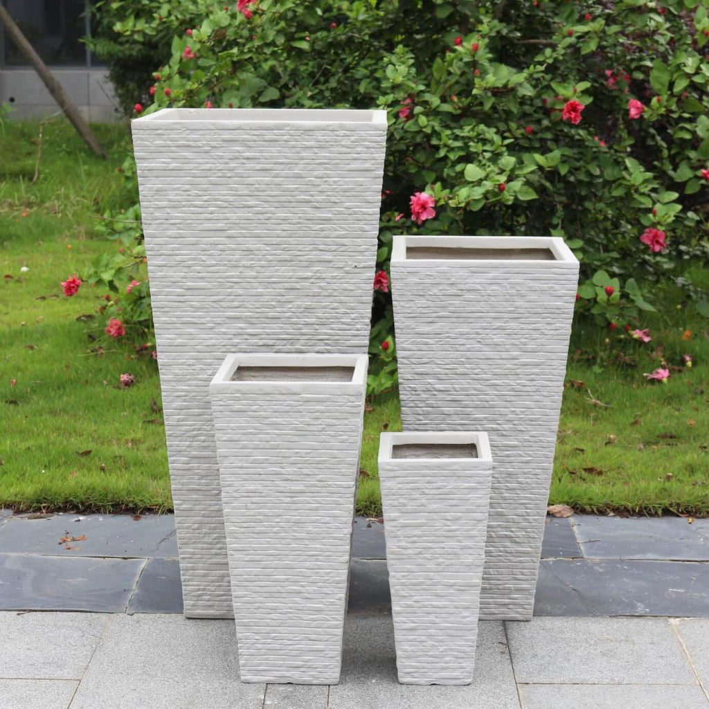 Set di 4 vasi da Giardino in Fibra di argilla cm 42x42x88 - MAXIMILIAN