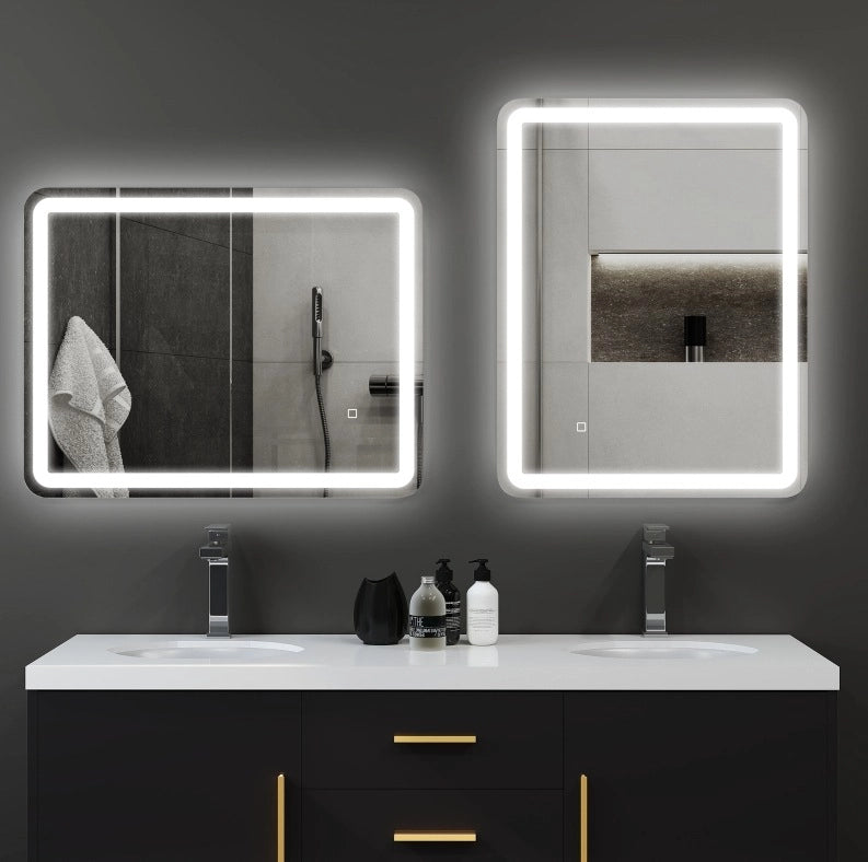 Specchio bagno LED 70x90 cm con touch, antiappannamento e IP44