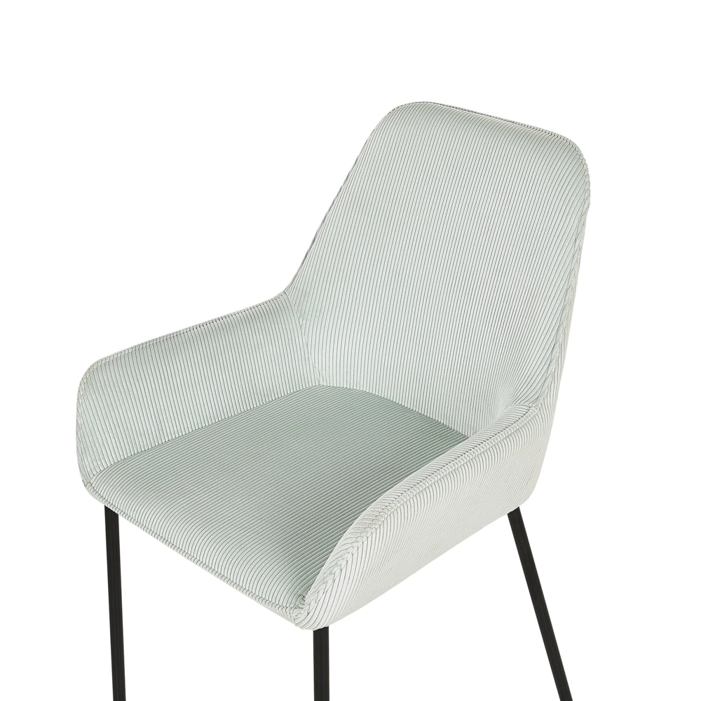 Set di 2 sedie per sala da pranzo in tessuto di velluto a coste verde menta sedile imbottito gambe in metallo Nero stile moderno